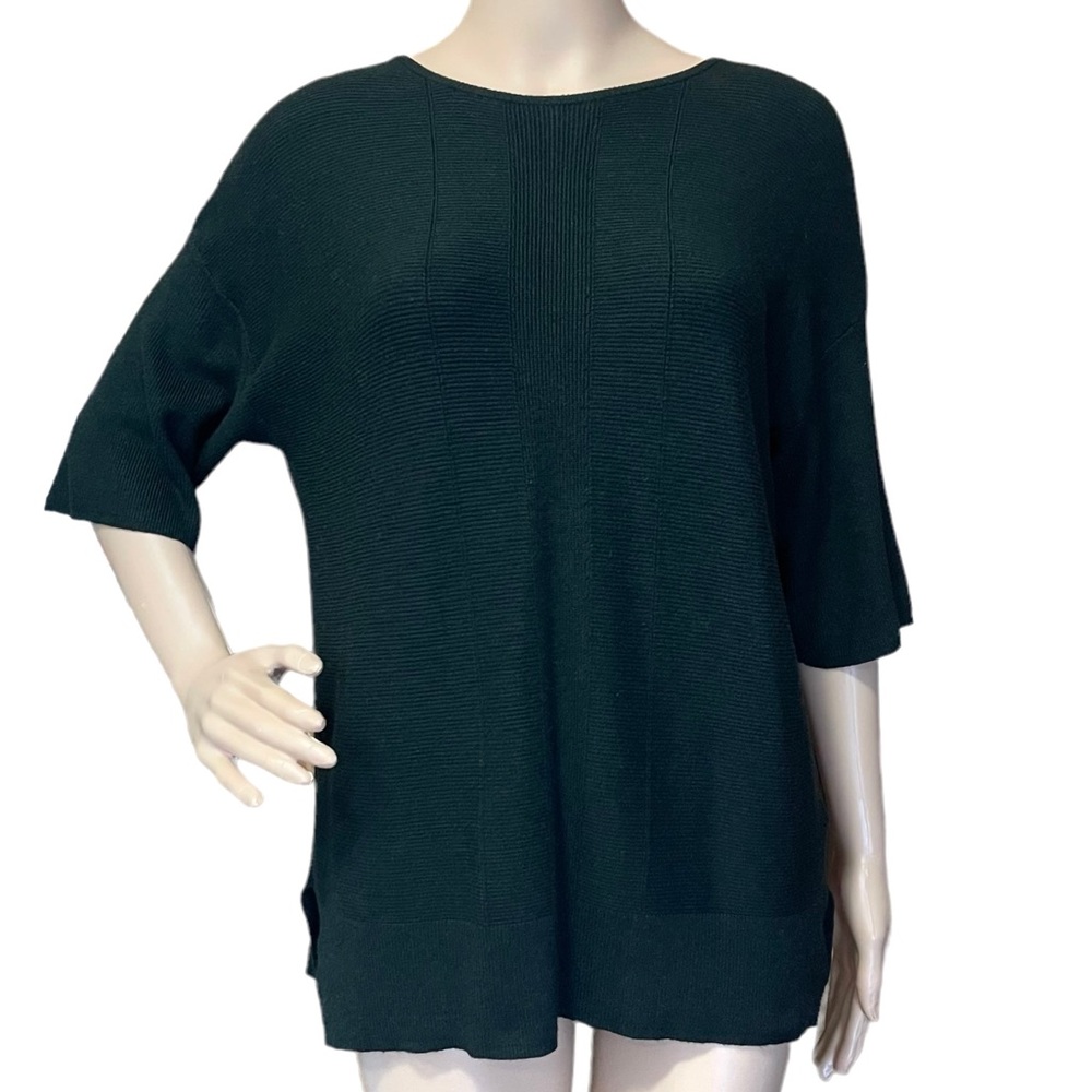 WAREHOUSE 8 black mixed rib knit sweater